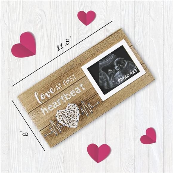 Pregnancy Announcement  - Love At First Heartbeat Sonogram Picture Frame 4" x 3" - Picture 6 of 7
